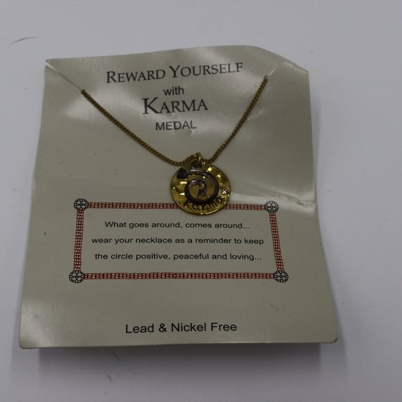 Karma Medal Necklace New on Card - Picture 6 of 6